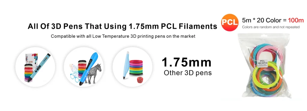 20 colors 1.75mm 3d pen filament pcl